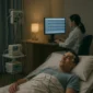 Sleep study lab with patient being monitored for sleep apnea and insomnia
